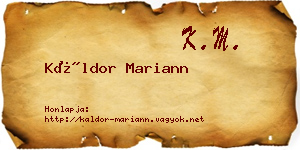Káldor Mariann névjegykártya