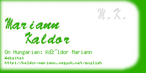 mariann kaldor business card